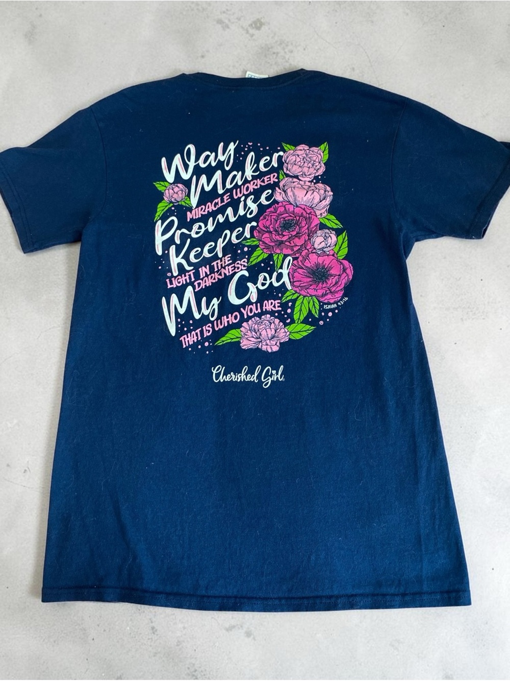 Navy Floral Scripture Tee